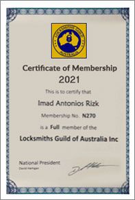 Certificate of Membership - Auto Locksmith